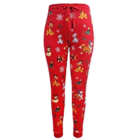 Disney Dogs Christmas Holiday Velour PJ Joggers Pants XL - Picture 1 of 10